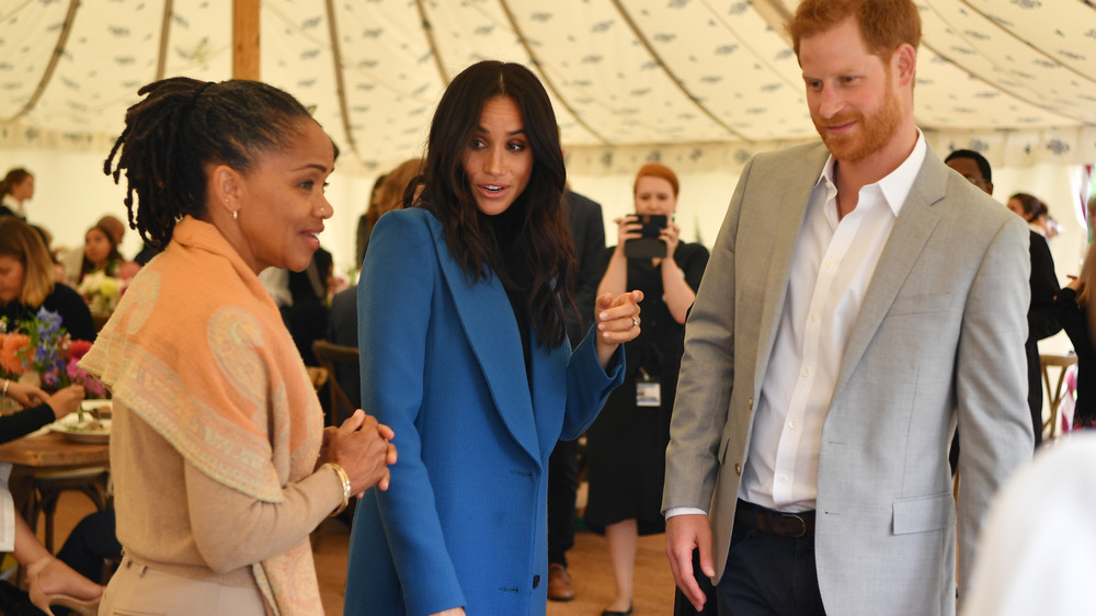 Doria Ragland, Harry, Meghan talking