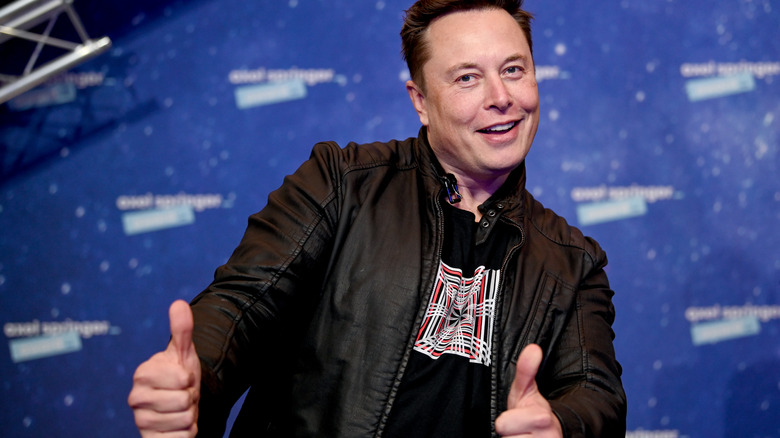 Elon Musk doing thumbs up