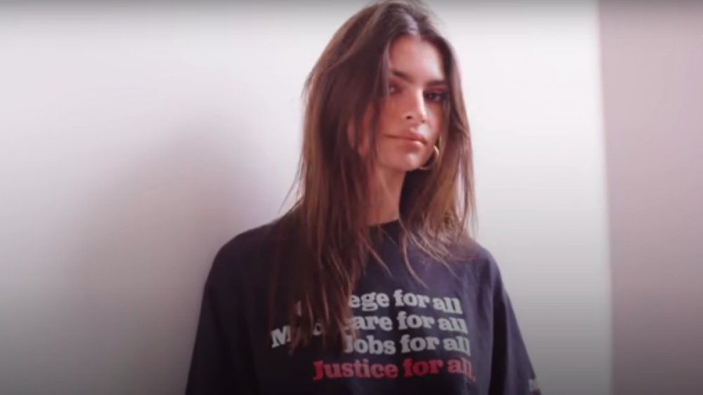 Emily Ratajkowski in a campaign video for Bernie Sanders