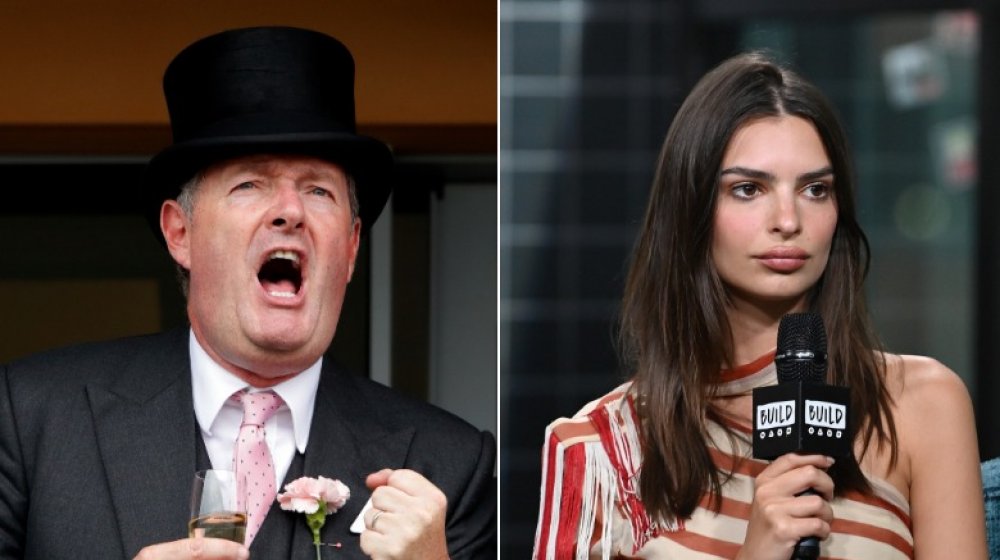 Piers Morgan at Royal Ascot in 2019; Emily Ratajkowski at Build Studio