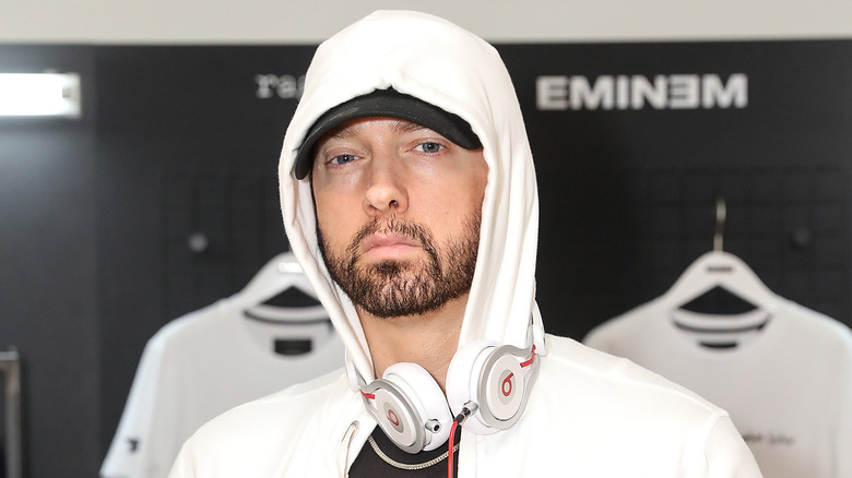 Eminem in a white hoody