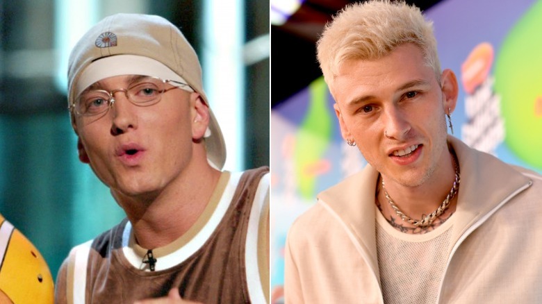 Eminem and Machine Gun Kelly split photo