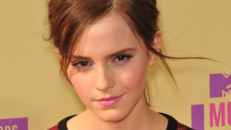 Emma Watson with a serious expression