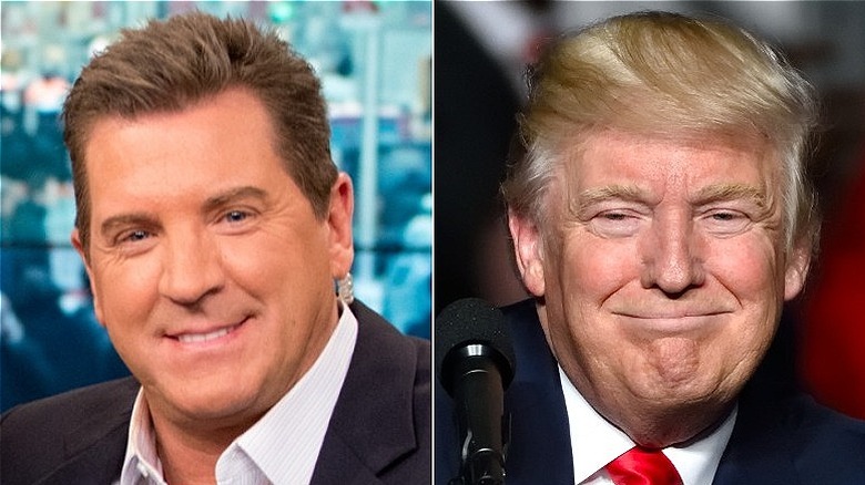 Eric Bolling smiling (left), Donald Trump smiling (right)