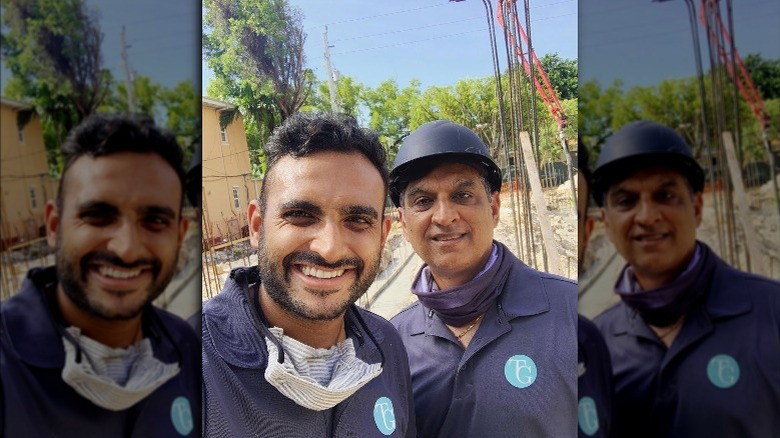 Shaan Patel, Dipak Patel, at a construction site