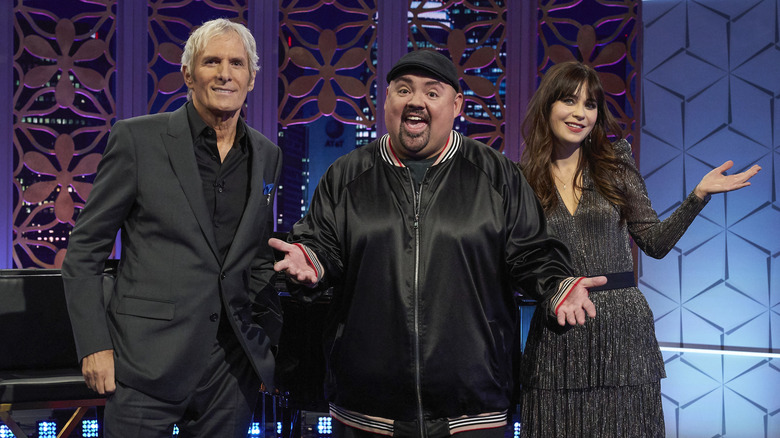 Michael Bolton, Gabriel Iglesias, Zooey Deschanel smiling