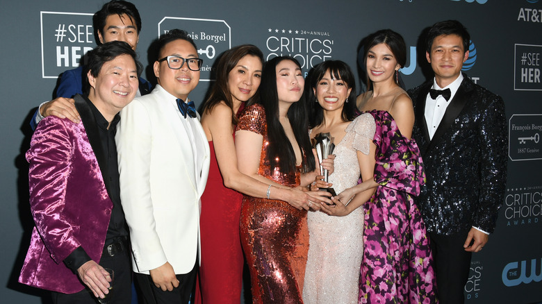 The cast of 'Crazy Rich Asians' receiving a Critics Choice Award in 2019