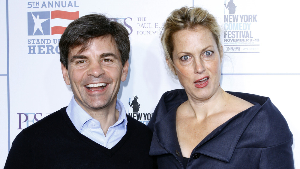 George Stephanopoulos and Ali Wentworth pulling funny faces