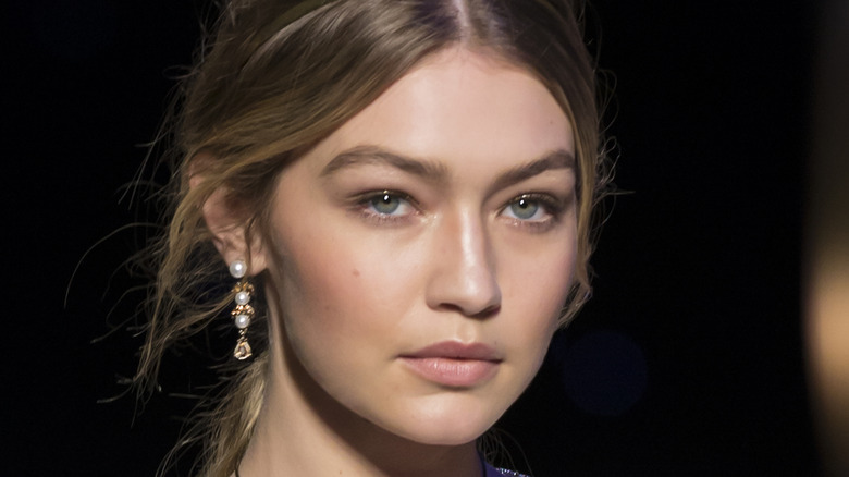 Gigi Hadid walking the runway