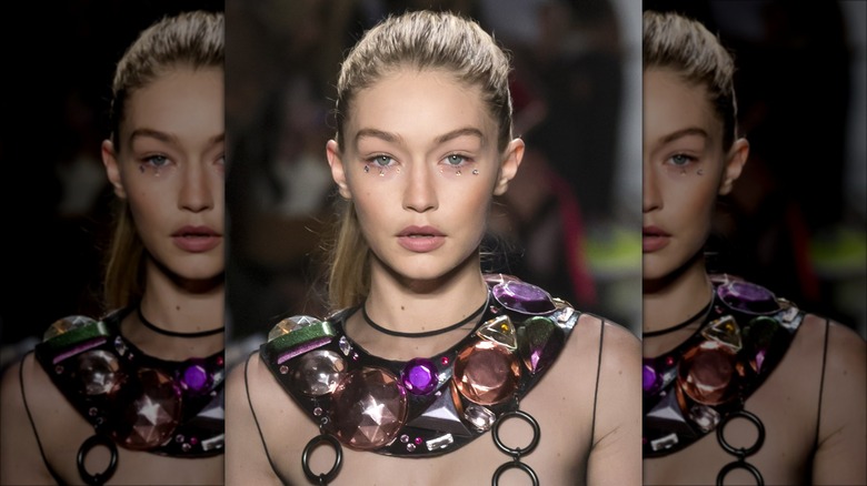 Gigi Hadid walking the runway