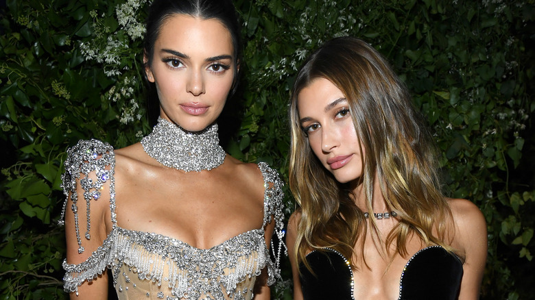 Hailey Bieber posing with Kendall Jenner