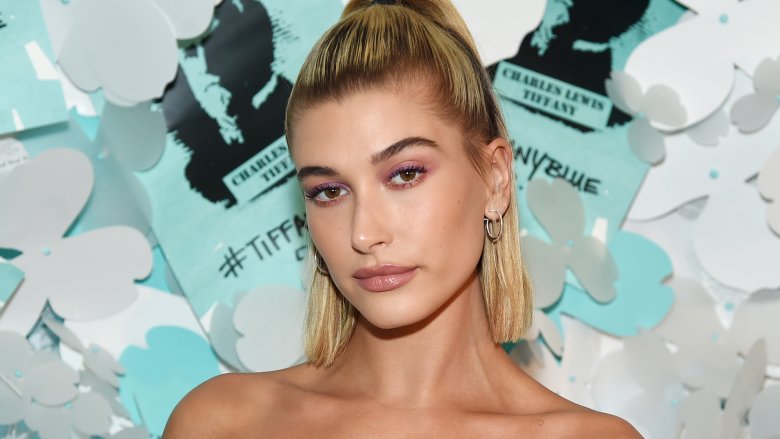 Hailey Bieber posing at Tiffany event