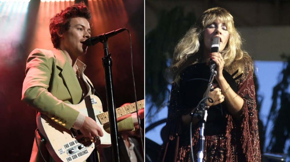 Split image of Harry Styles and Stevie Nicks performing