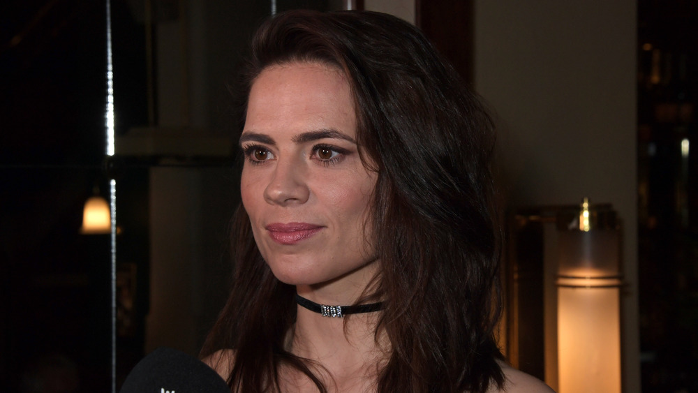 Hayley Atwell smirking from side