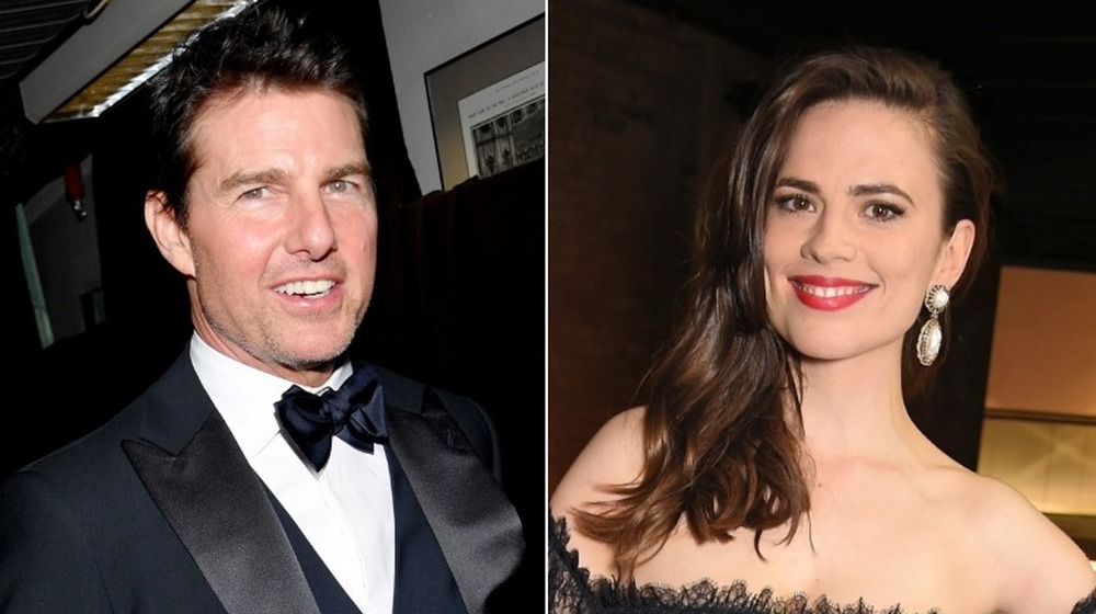 Split image of Tom Cruise and Hayley Atwell