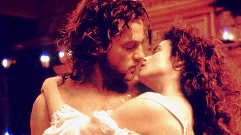 Kenneth Branagh and Helena Bonham Carter kissing in the movie 'Mary Shelley's Frankenstein' 