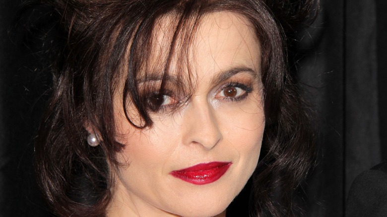 Helena Bonham carter wearing red lipstick 