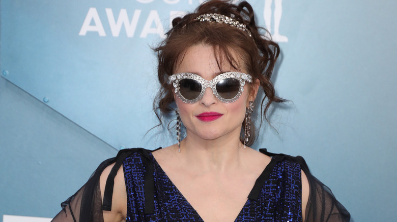Helena Bonham Carter wearing funky sunglasses