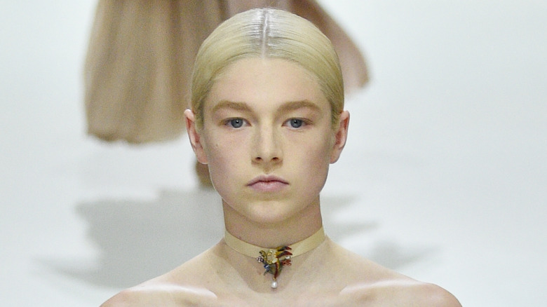 Hunter Schafer walking the runway