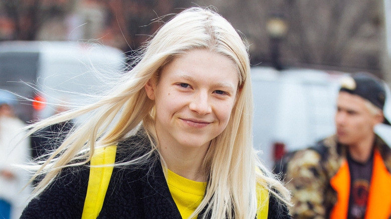 Hunter Schafer walking in NYC