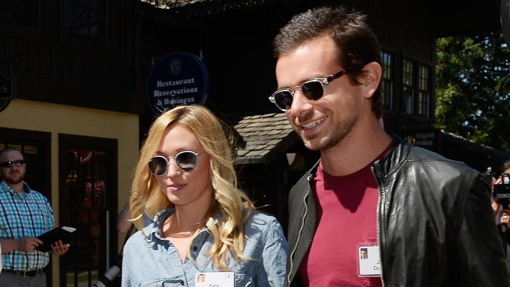 Kate Greer and Jack Dorsey walking together