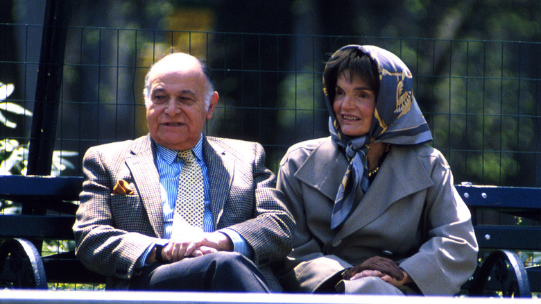 Jackie Kennedy about a month before her death in 1994 in the park with her partner