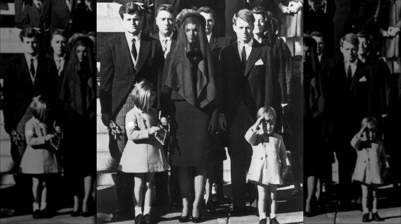 Jackie Kennedy with her children at JFK's funeral