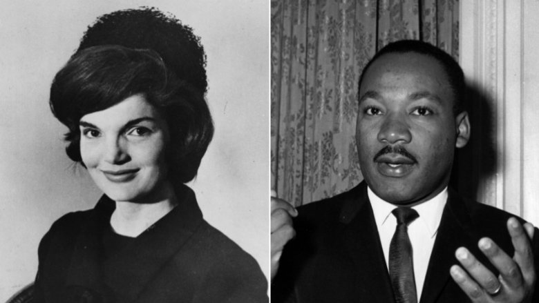 A composite image of Jackie Kennedy Onassis and Martin Luther King Jr.