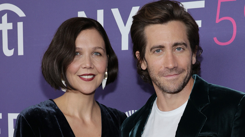 Maggie Gyllenhaal and Jake Gyllenhaal smiling