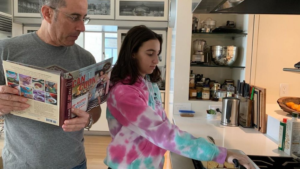 Jerry Seinfeld and Sascha Seinfeld cooking