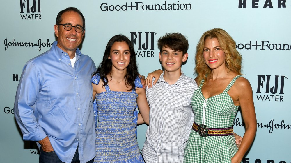 Jerry Seinfeld, Sascha Seinfeld, Shepherd Seinfeld, and Jessica Seinfeld posing