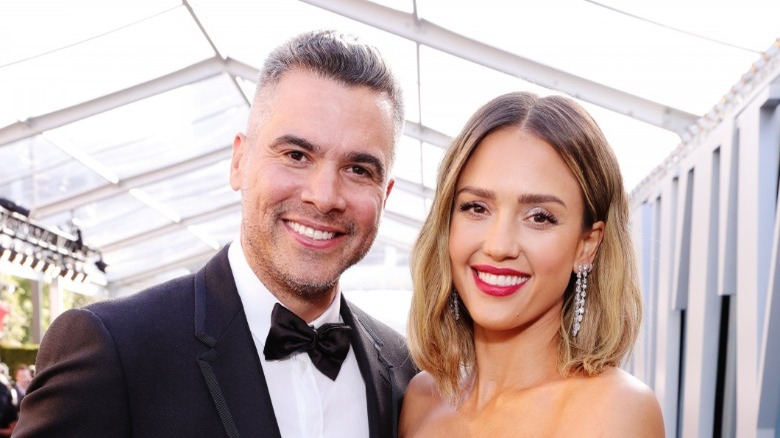 Cash Warren and Jessica Alba, smiling