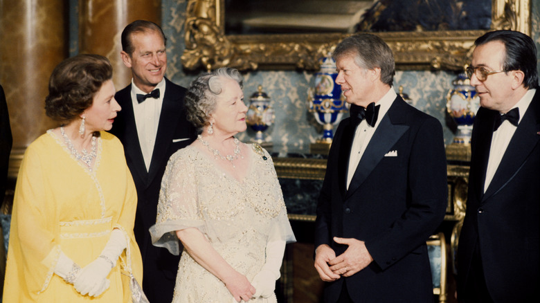 Jimmy Carter, Queen Elizabeth, Prince Philip, Walter Mondale, and the Queen Mother