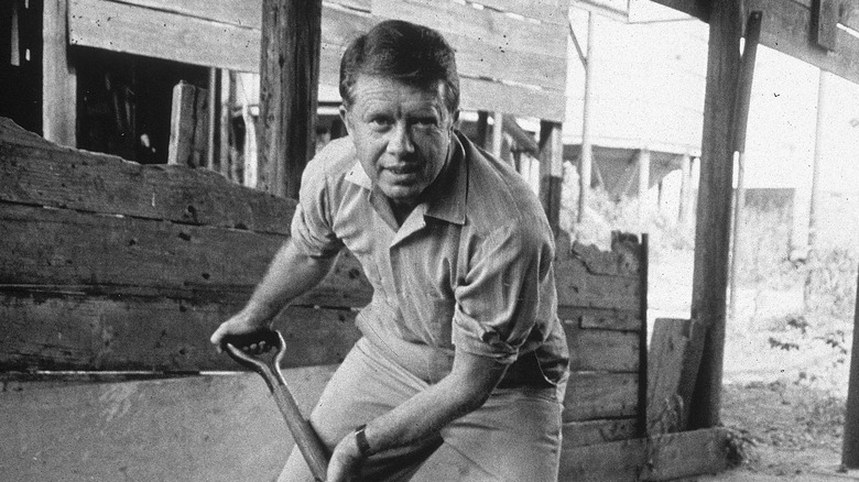 Jimmy Carter shoveling