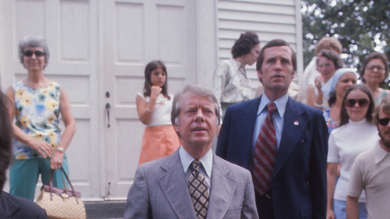 Jimmy Carter leaving church