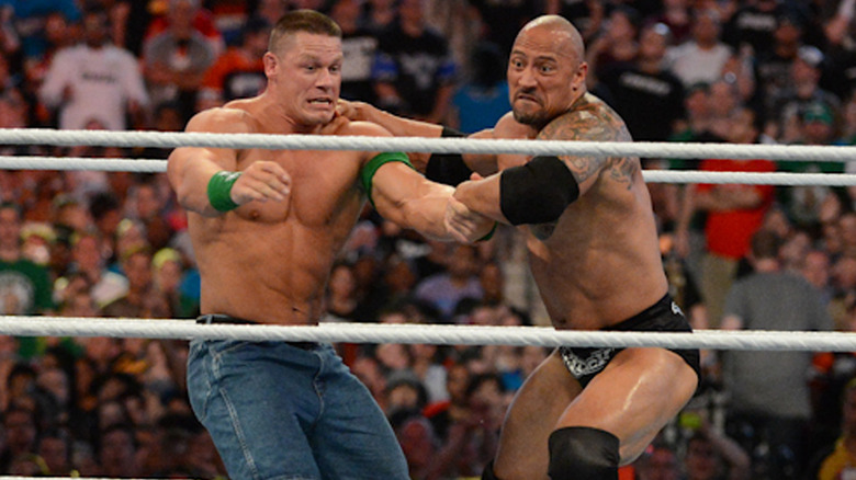 John Cena fighting The Rock