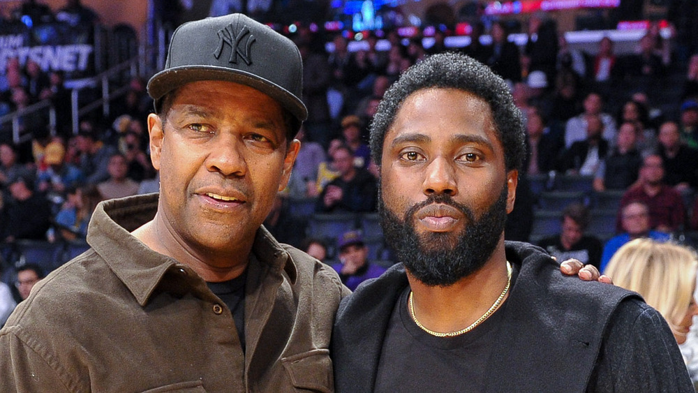 Denzel and John David Washington together courtside