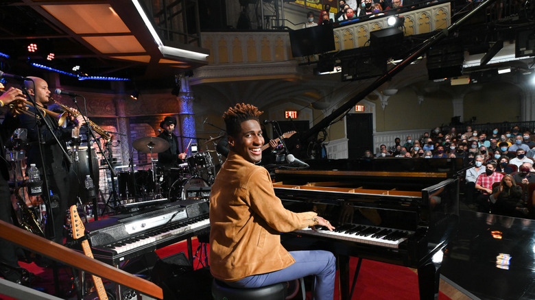 Jon Batiste on set of The Late Show