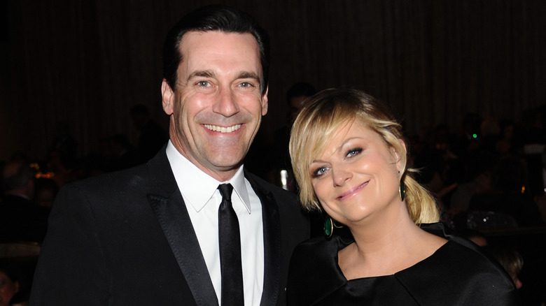 Jon Hamm, Amy Poehler smiling