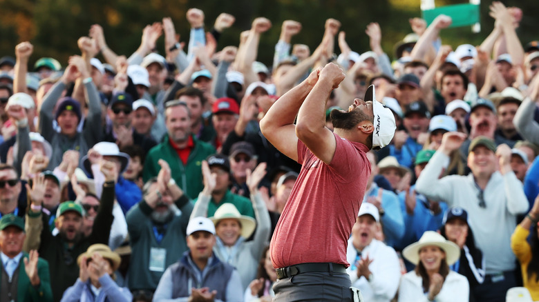 Jon Rahm celebrating