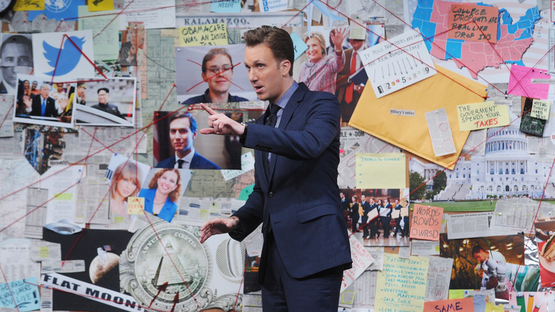 Jordan Klepper presenting TV show