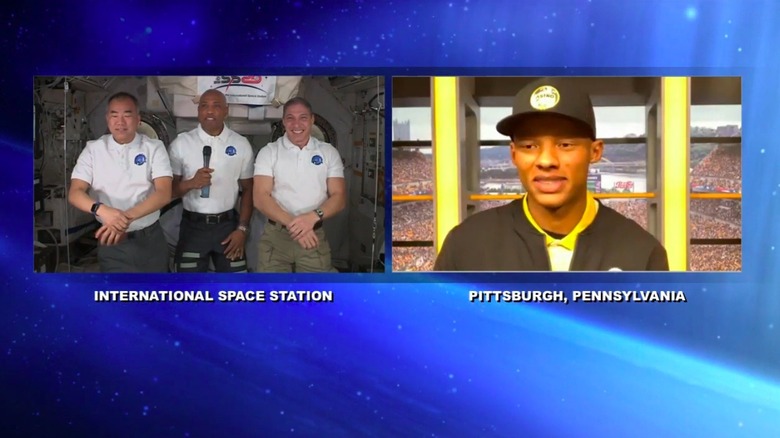 Joshua Dobbs speaking with astronauts aboard the International Space Station