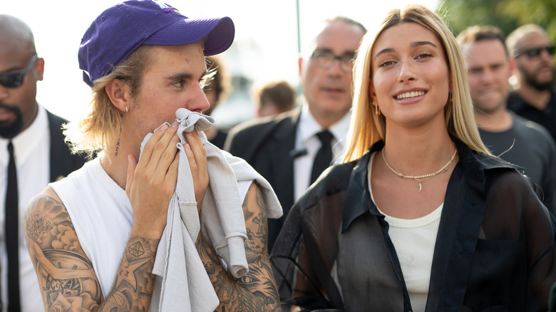 Justin and Hailey Bieber walking