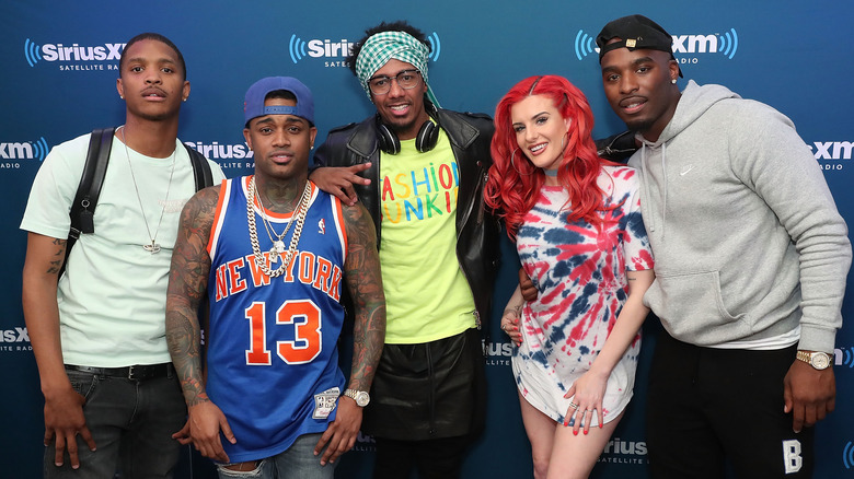 Showwoutt, Conceited, Nick Cannon, Justina Valentine, and Hitman Holla posing