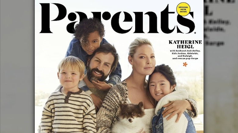 Katherine Heigl, husband, and kids on the cover of Parents