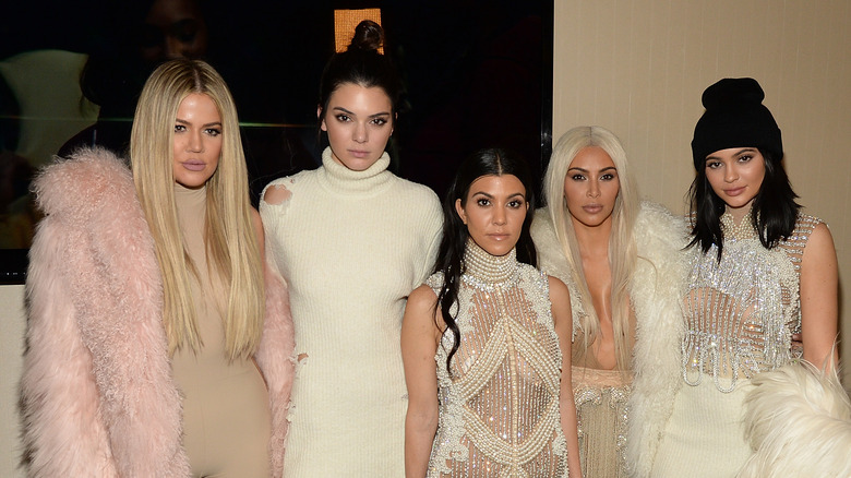 Kardashian and Jenner girls in soft colors