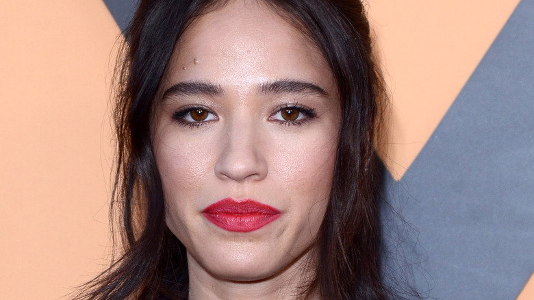 Kelsey Asbille wearing red lipstick