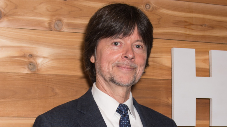 Ken Burns in front of wood