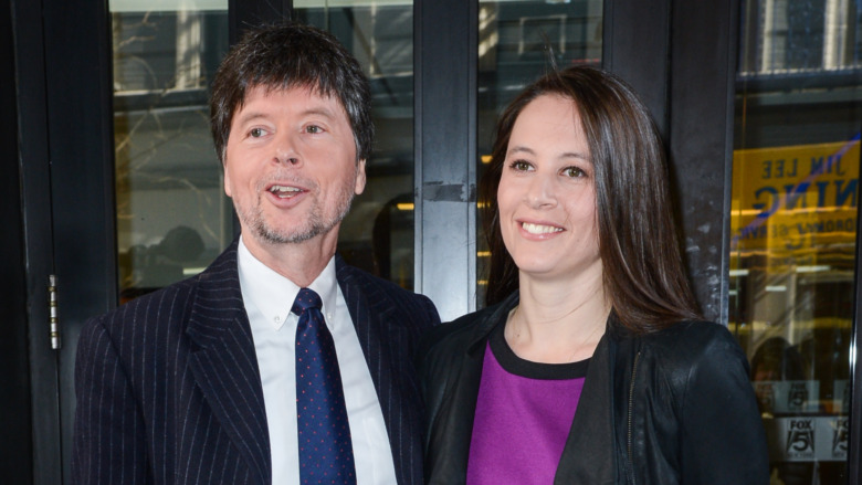 Ken Burns and Sarah Burns pose outside