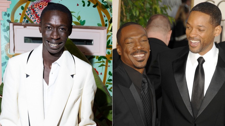 Khaby Lame smiling, Eddie Murphy and Will Smith laughing